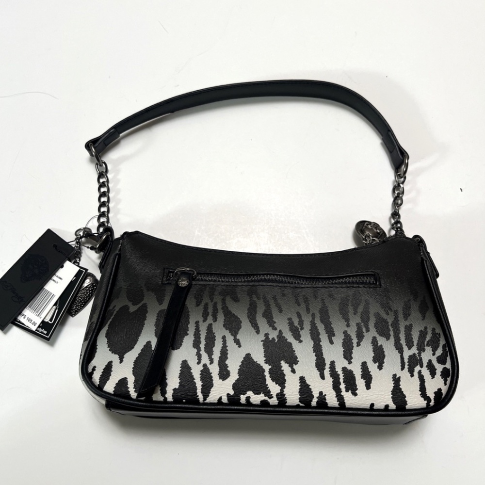 Ed Hardy Skull Heart Flame Shoulder Bag Y2K Tattoo Crossbody Studded Rhinestone - Picture 7 of 11